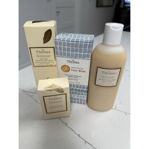 Thymes Goldleaf Perfumed Body Wash, face mask, hand wash and oil lot of 4
